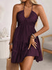 Women's Off-Shoulder V-Neck Ruffle Dress – Elegant Strap Style by FitiqueFit