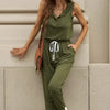Women’s Off‑Shoulder Button Top & Pocket Pants Set by FitiqueFit