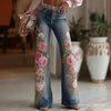 Womens Retro Printed Faux Denim Jeans by My Store