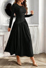 Ruched Round Neck Long Sleeve Dress Chic & Figure-Flattering Dress For Women Luxury Black Dress by Stevvex