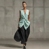 Women's Tie-Front V-Neck Sleeveless Top & Wide-Leg Pants Set by FitiqueFit