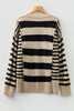 Black Stripe Drop Shoulder Sleeve Patchwork Baggy Sweater by Wild and Free Boutique
