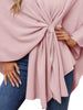 Solid Color Tie-Front Knit Cape Top by Wild and Free Boutique