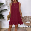 Women's Ruffle Lace-Up Mini Dress – Short Sleeve Loose Beach Dress by FitiqueFit