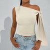 Women’s One-Shoulder Asymmetrical Tie Shoulder Top – Going Out & Party Shirt by FitiqueFit