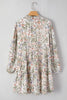 Floral Printed Mock Neck Long Sleeve Mini Dress Stylish Charming Printed Dress For Women by Stevvex