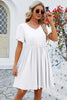 V-Neck Balloon Short Sleeve Dress