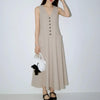 Women's V-Neck Sleeveless Button-Up Pencil Dress by FitiqueFit