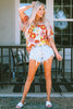 Multicolor Floral Print V Neck Half Sleeve Blouse