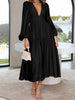 Lightweight Deep V-Neck Balloon Sleeve Maxi Dress Elegant & Flowing Silhouette Unique Dress by Stevvex