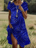 Ethnic Print Midi Dress – Scoop Neck Geometric Pattern Boho Dress by FitiqueFit