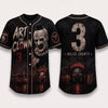 Horror Slasher Baseball Jersey – Gothic Halloween Button Front Shirt & Dark Character Graphic Top