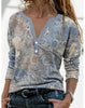 Women's Ethnic Print V-Neck Long Sleeve Loose T-Shirt by FitiqueFit