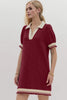 Trendy Contrast Short Sleeve Mini Dress Soft & Comfortable Casual Dress for Women by Stevvex