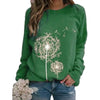 Womens Dandelion-Print Crew-Neck Long-Sleeve Loose Casual Sweatshirt by My Store