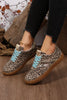 Coffee Faux Suede Leopard Print Sleek PU Leather Detail Lace Up Sneakers by Wild and Free Boutique