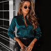 Women's Drapey Satin Lapel Shirt Long Sleeve by FitiqueFit