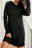 Black Long Sleeve Hooded Dress With Lace Detail Stylish Comfortable Women’s Dress Luxury Unique Design Dress by Stevvex