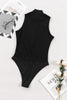 White Zip Up Mock Neck Ribbed Sleeveless Bodysuit
