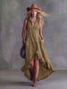 Lapel Collar Zip-Front Ruffle Hem Boho Dress by FitiqueFit