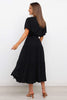 Front Tie Short Sleeve Tiered Midi Dress