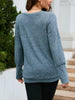 V-Neck Textured Knit Long Sleeve T-Shirt by Simply Love