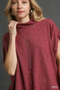 Umgee Textured Mock Neck Relaxed Top by FitiqueFit