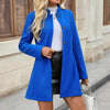 Women’s Elegant Stand Collar Slim Jacket – Button Front A-Swing Long Sleeve Coat by FitiqueFit