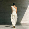 Women's Loose Sleeveless Off-Shoulder Belted Wide-Leg Jumpsuit by FitiqueFit