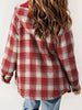 Plaid Snap Down Plush Hooded Jacket Soft & Warm Women Outerwear Cozy And Comfortable Jacket by Stevvex
