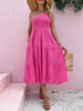 Smocked Single Shoulder Sleeveless Dress Stylish & Comfortable Summer Long Dress Lightweight Dress by Stevvex