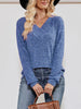 Ribbed Knit V-Neck Long Sleeve T-Shirt by Simply Love