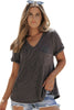 Laurel Green Twist Short Sleeve Corded V Neck Top