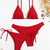 Essential Edge 3-Piece Bikini Set for Women – Solid Color High-Cut Triangle Top Two-Style Bottoms with Side Lace-Up Design & Quick-Drying Comfort – Versatile Women's Swimwear for Summer Pool Beach & Travel by Stevvex