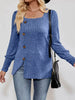 Ribbed Knit Slit Long Sleeve T-Shirt by Simply Love