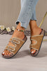 Camel Embroidered Trim Retro Buckle Faux Suede Slippers by Wild and Free Boutique