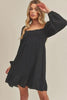 Ruffled Comfortable Hem Square Neck Balloon Sleeve Mini Dress For Women – Trendy, Romantic and Playful Style for Any Occasion by Stevvex