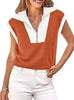 Fisoew Color‑Block Half‑Zip Polo Sweatshirt