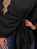 Solid Color Tie-Front Knit Cape Top by Wild and Free Boutique