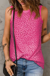 Leopard Print Round Neck Tank Top