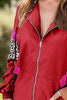 Colorful Women's Leopard Print Zip-Up Hooded Jacket Trendy Long Sleeve Outerwear with Pockets by Stevvex