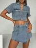 Short Sleeve Cropped Top and Skort Denim Set by Wild and Free Boutique