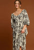 Ruffle Hem Flower Printed V-Neck Dress For Women – Floral Print Dress, Ruffle Hem V-Neck Dress, Feminine Floral Dress, Elegant V-Neck Dress, Flirty Ruffle Hem Dress by Stevvex