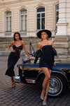 Fashion Sexy Black Camisole Tube Top Backless Big Bowknot Design Two-piece Set