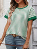 Striped Ribbed Knit Short Sleeve T-Shirt by Simply Love