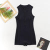 Women's Zip-Up Sleeveless Athletic One-Piece Swimsuit – Conservative High-Waist by FitiqueFit