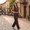 Women's Sleeveless Vest & Wide-Leg Pants Set by FitiqueFit
