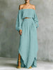 Off-Shoulder Top & Asymmetrical Maxi Skirt Set – Women's 2-Piece Outfit by FitiqueFit