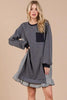 Striped Patchwork Round Neck Terry Sweatshirt Dress For Women – Casual, Trendy, Cozy, Playful, Relaxed Vibe for Everyday Wear by Stevvex