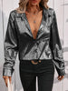 Satin Minimalist Long Sleeve Shirt by FitiqueFit